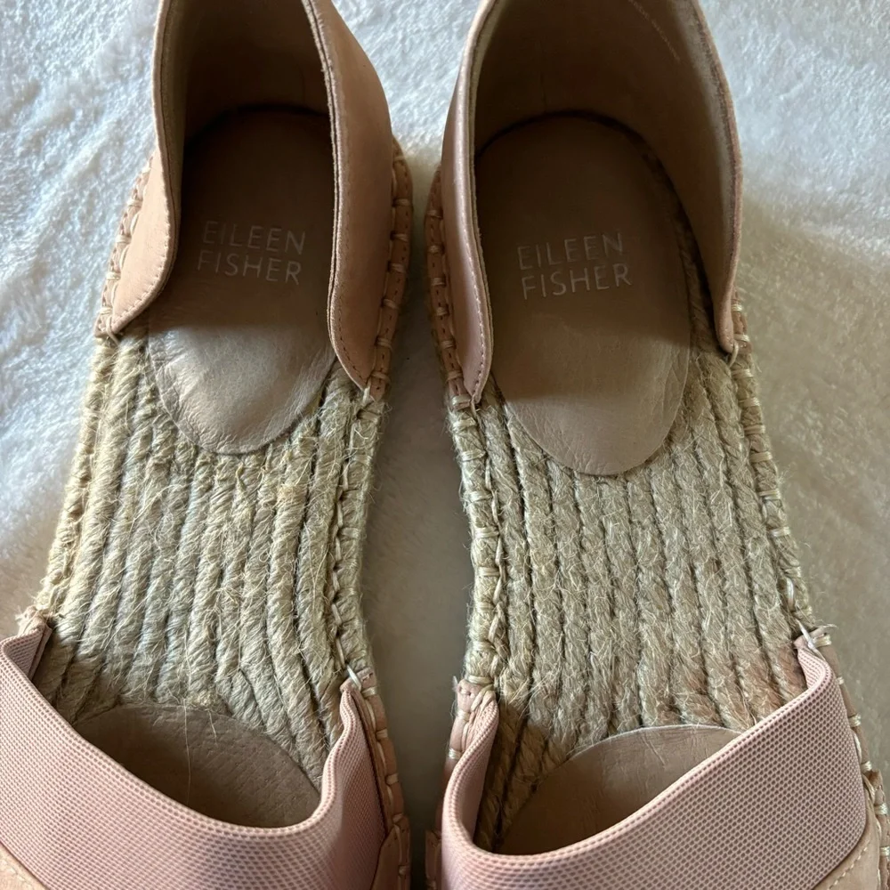 Eileen Fisher Womens Lady Nubuck Flats Slip On Espadrilles Shoes Blush Size 8.5M